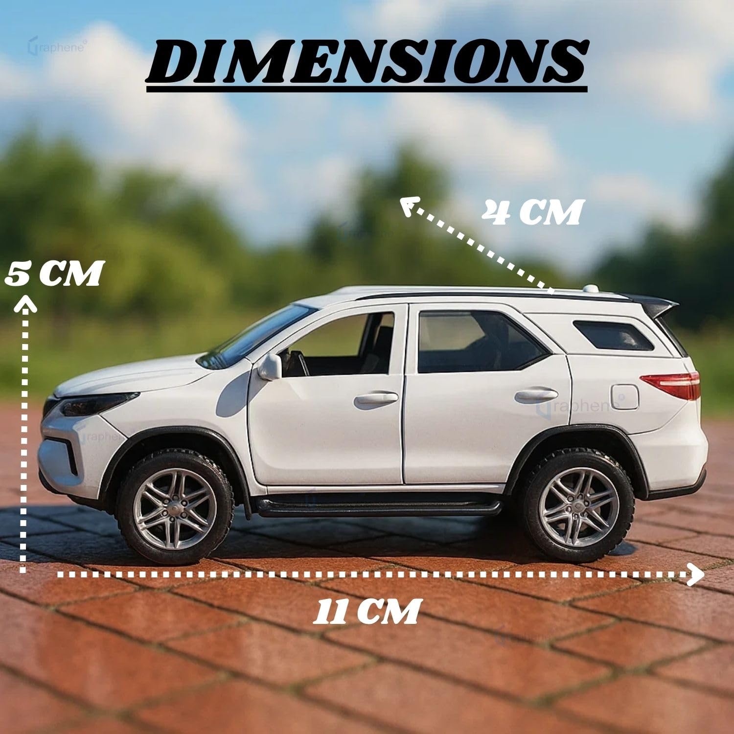 Toyota Fortuner 1:36 Scale Diecast Metal SUV Toy Car – White Premium Collectible Model