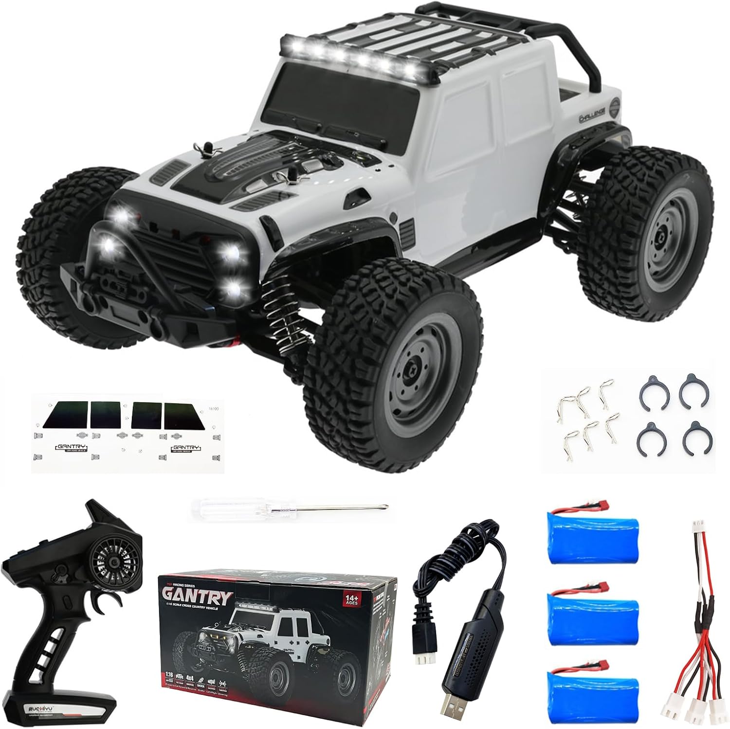 Gantry 1:16 Scale High-Speed RC Off-Road Truck – Premium Diecast Metal Remote Control Car (4WD, 38 km/h, LED Lights)