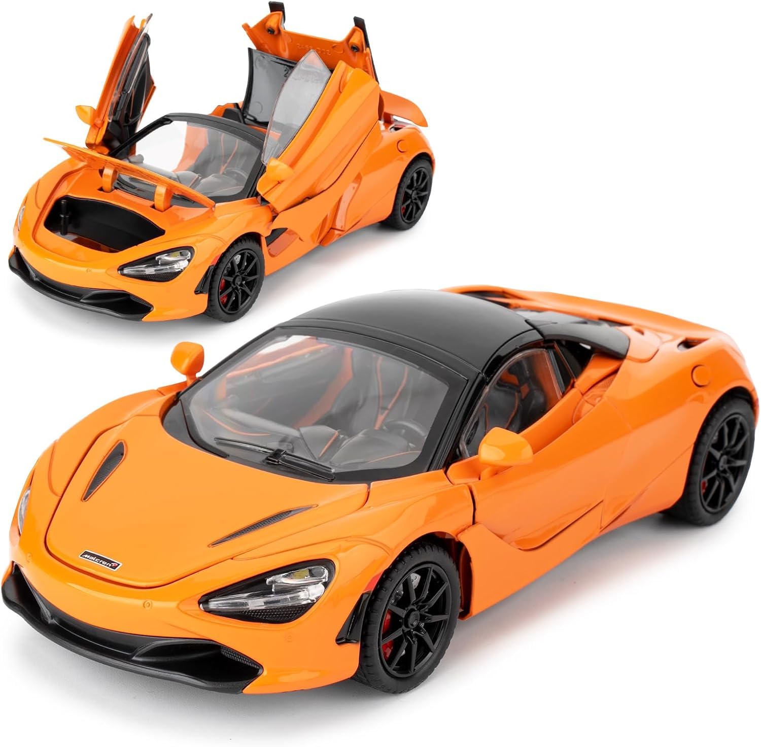 Premium McLaren 720S 1:24 Scale Diecast Metal Toy Car Model with Opening Doors (Orange)