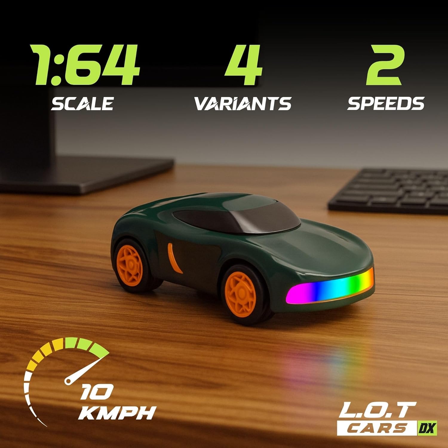 Mini RC Drift Car 1:64 Scale Rechargeable Metal Body Toy Car with Remote Control, LED Lights & Accessories