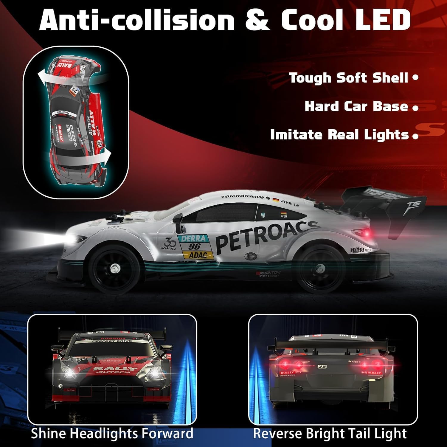 1:16 Scale High-Speed RC Drift Racing Car – VAKOS Edition | 30 km/h 4WD Remote Control Metal Toy Car for Kids & Collectors (Silver)