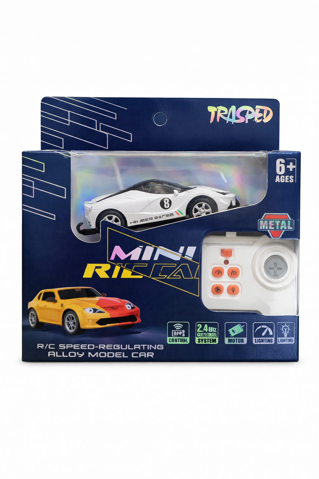 Trasped Ferrari Mini RC Supercar – 2.4GHz Remote Control Metal Racing Toy Car (White)