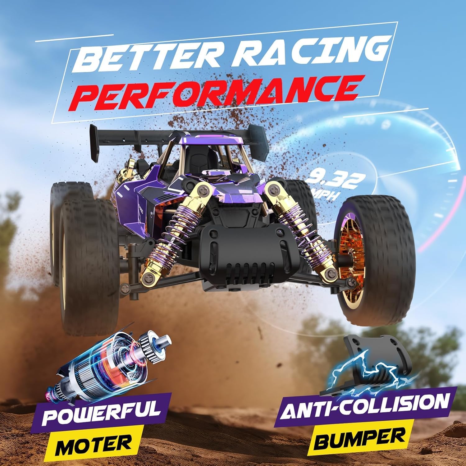 SULONG Fast Dragon 1:14 Purple High-Speed Alloy RC Car – Diecast Metal Drift Buggy with 2.4G Remote Control (Purple Edition)