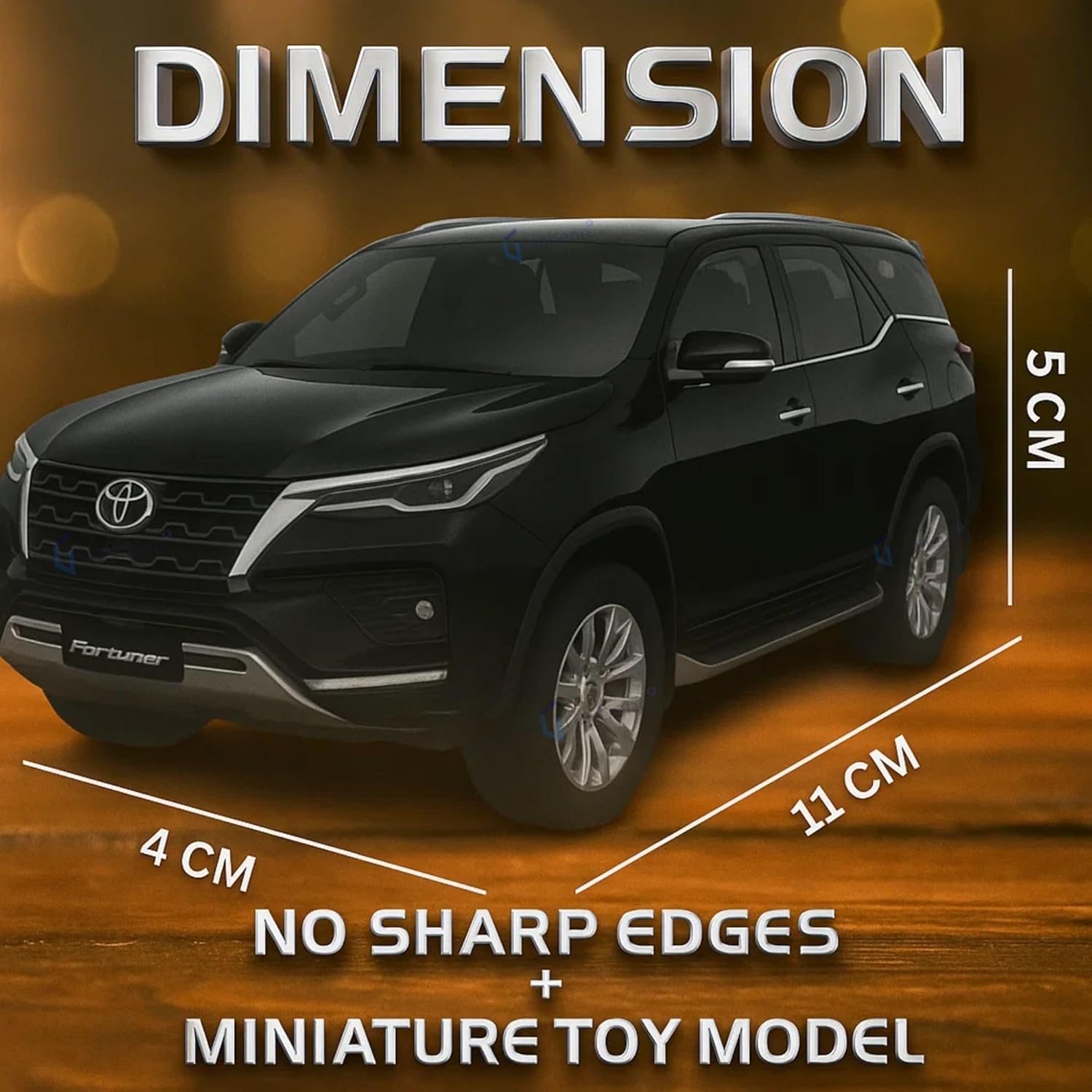 Toyota Fortuner 1:36 Scale Diecast Metal SUV Toy Car – Premium Black Collectible Model