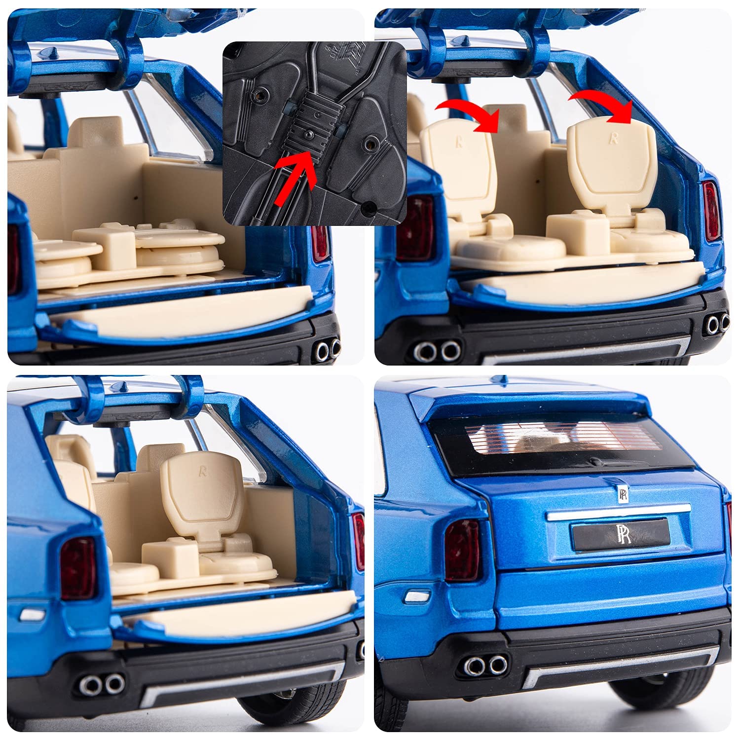 Premium Rolls-Royce Cullinan 1:24 Scale Diecast Metal Toy Car Model with Opening Doors (Blue)
