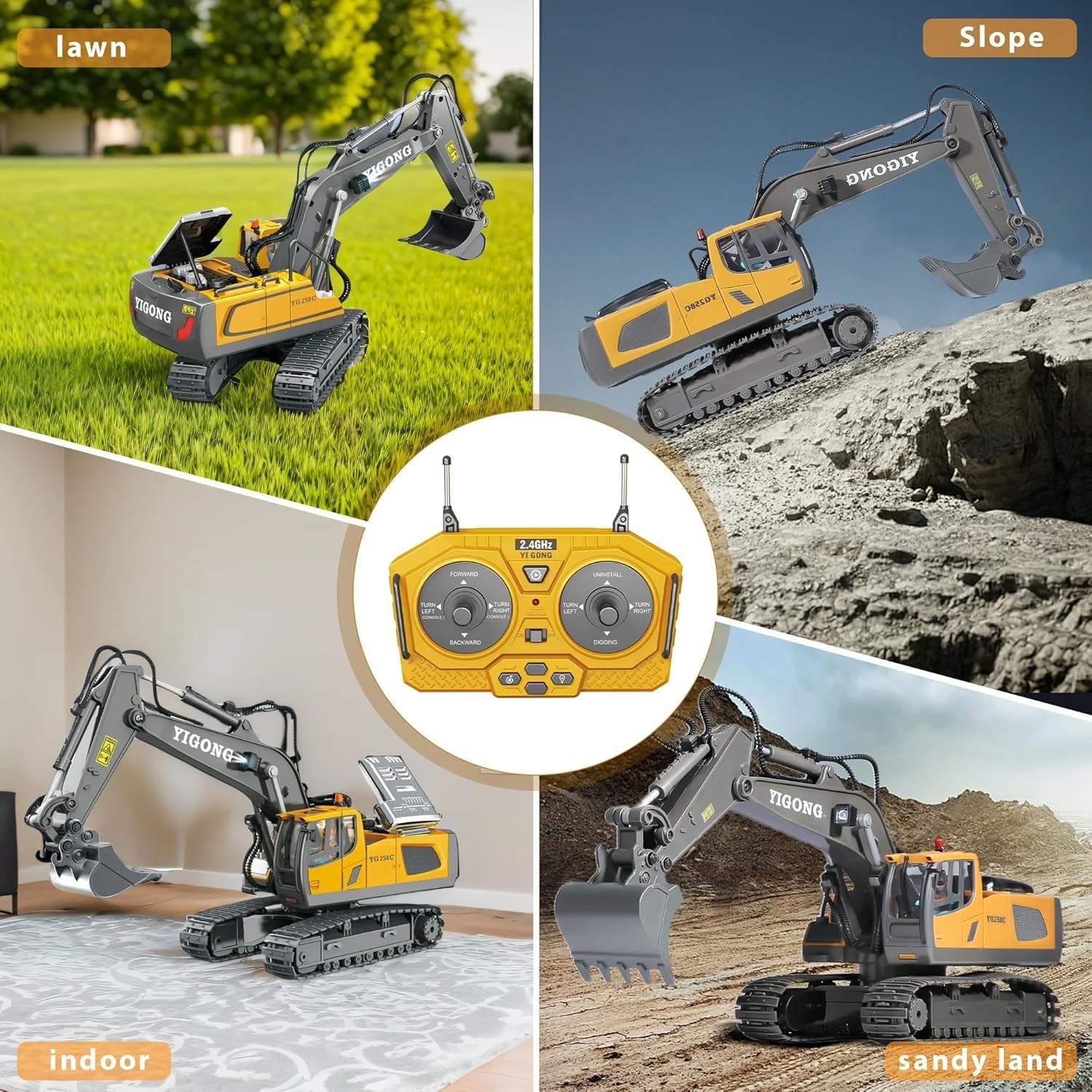 Yigong 1:14 Scale 11-Channel RC Excavator with Metal Bucket | 680° Rotation | Heavy-Duty Construction Vehicle Toy
