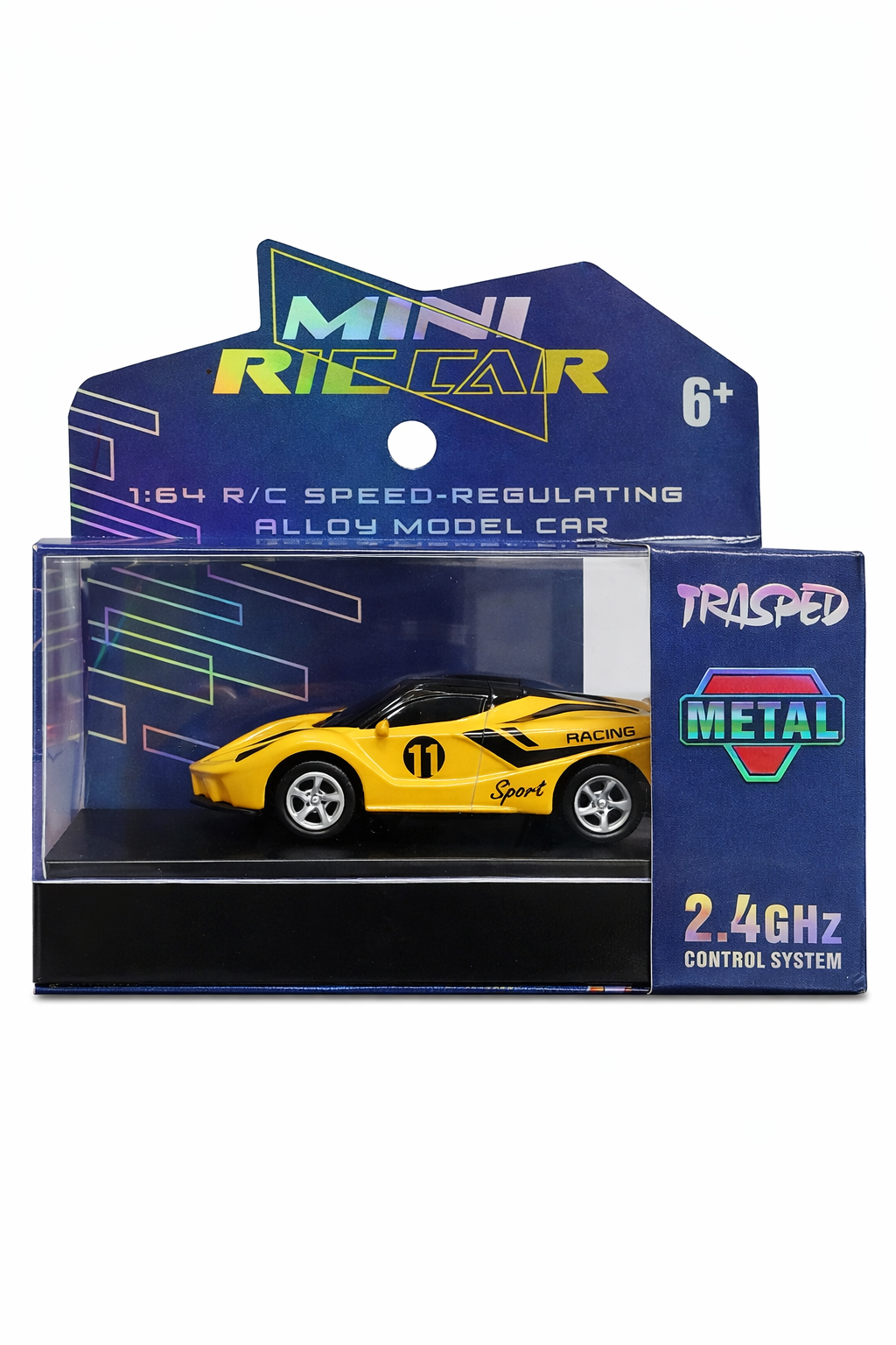 Trasped Ferrari Mini RC Supercar 1:64 Scale – 2.4GHz Remote Control Metal Toy Car (Yellow)