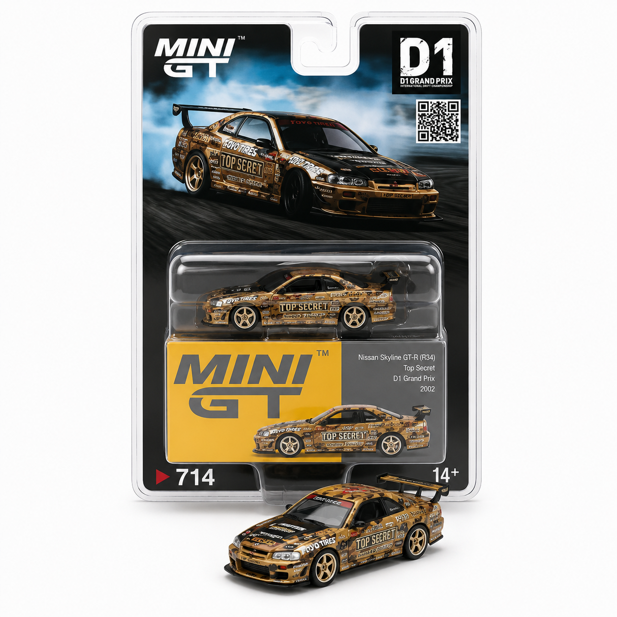 Mini GT Nissan Skyline GT-R R34 Top Secret D1 Grand Prix 2002 Camo - MGT00714-BL - Blister Version