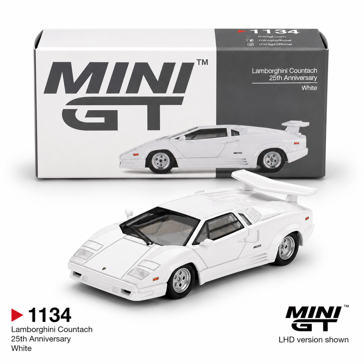 MINI GT Lamborghini Countach 25th Anniversary White - Box Version #1134 (IMPORTED)