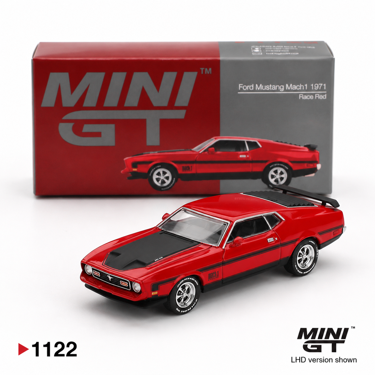 MINI GT Ford Mustang Mach 1 1971 Race Red 1:64 Scale Diecast Metal Toy Car #1122
