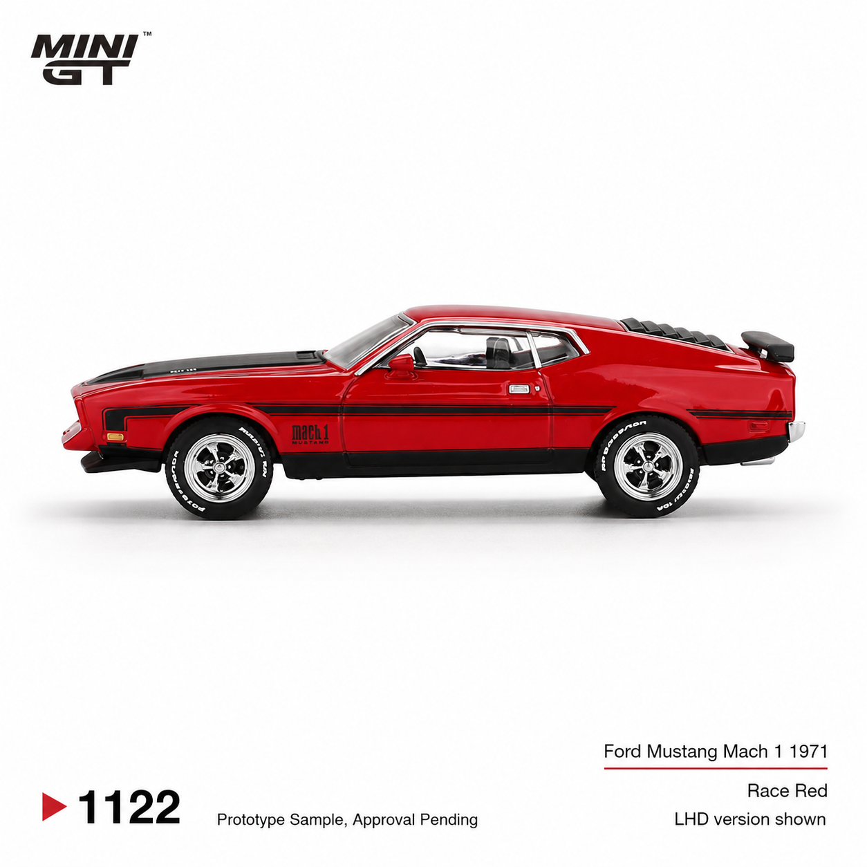 MINI GT Ford Mustang Mach 1 1971 Race Red 1:64 Scale Diecast Metal Toy Car #1122