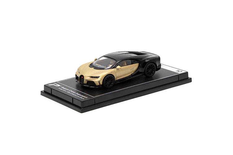 PosterCars Bugatti Chiron Super Sport Silk Gold Metallic & Nocturne Black 1:64 Scale Diecast Alloy Hypercar