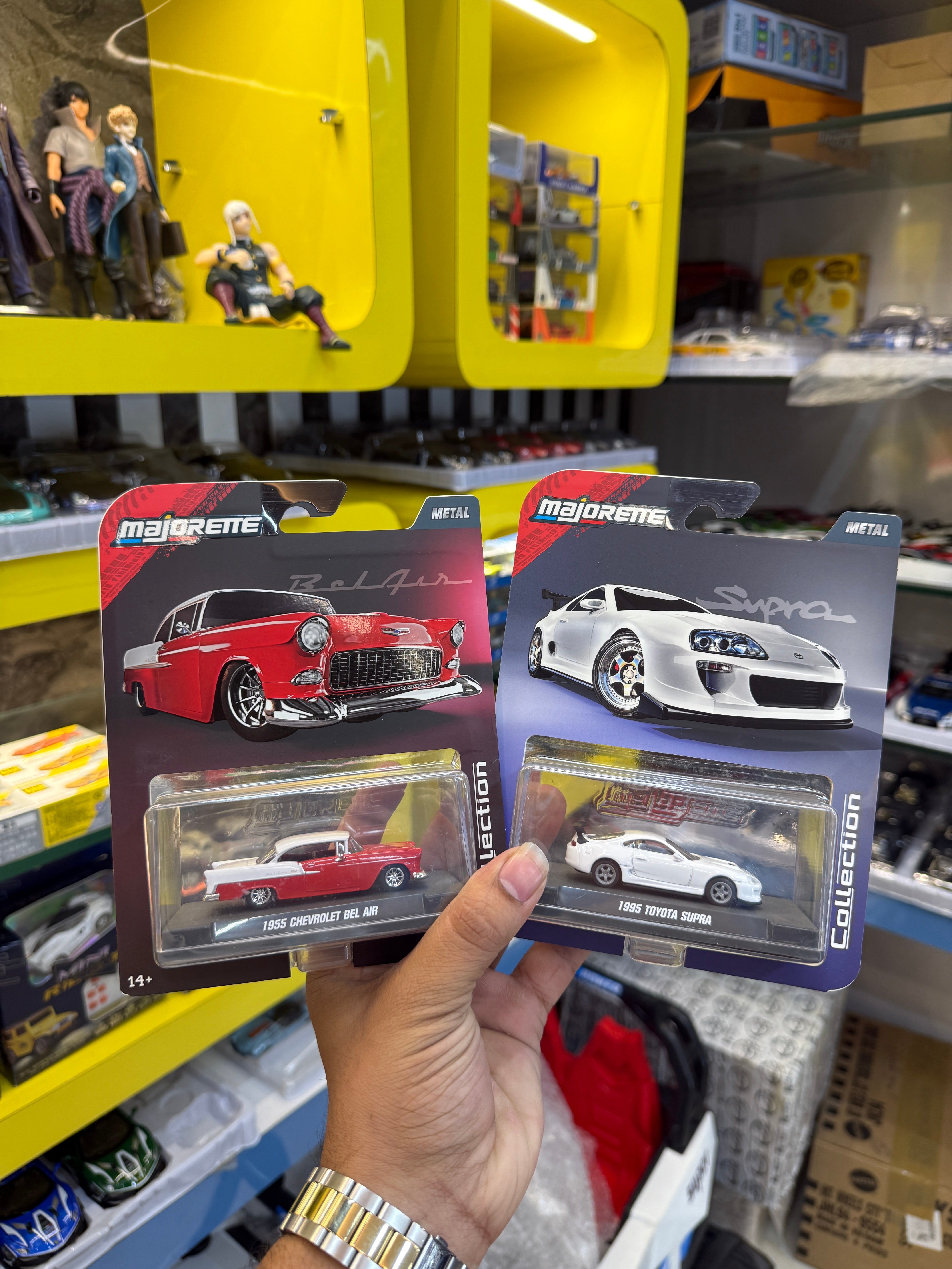 Majorette 1955 Chevrolet Bel Air & 1995 Toyota Supra 1:64 Scale Diecast Metal Toy Cars – Premium Collector Set