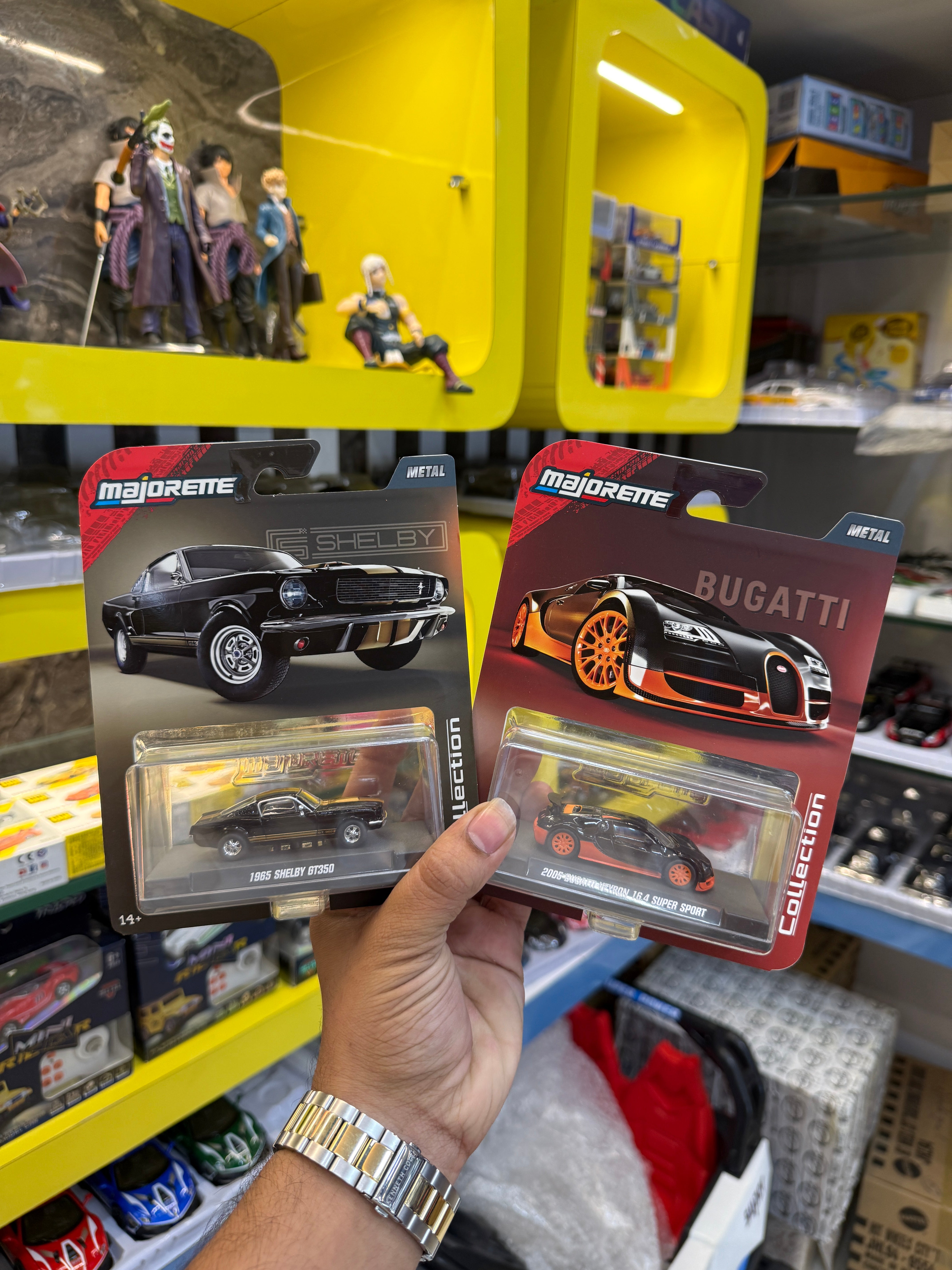 Majorette Shelby GT350 (1965) & Bugatti Veyron 16.4 Super Sport 1:64 Scale Diecast Metal Toy Cars – Premium Collector Set