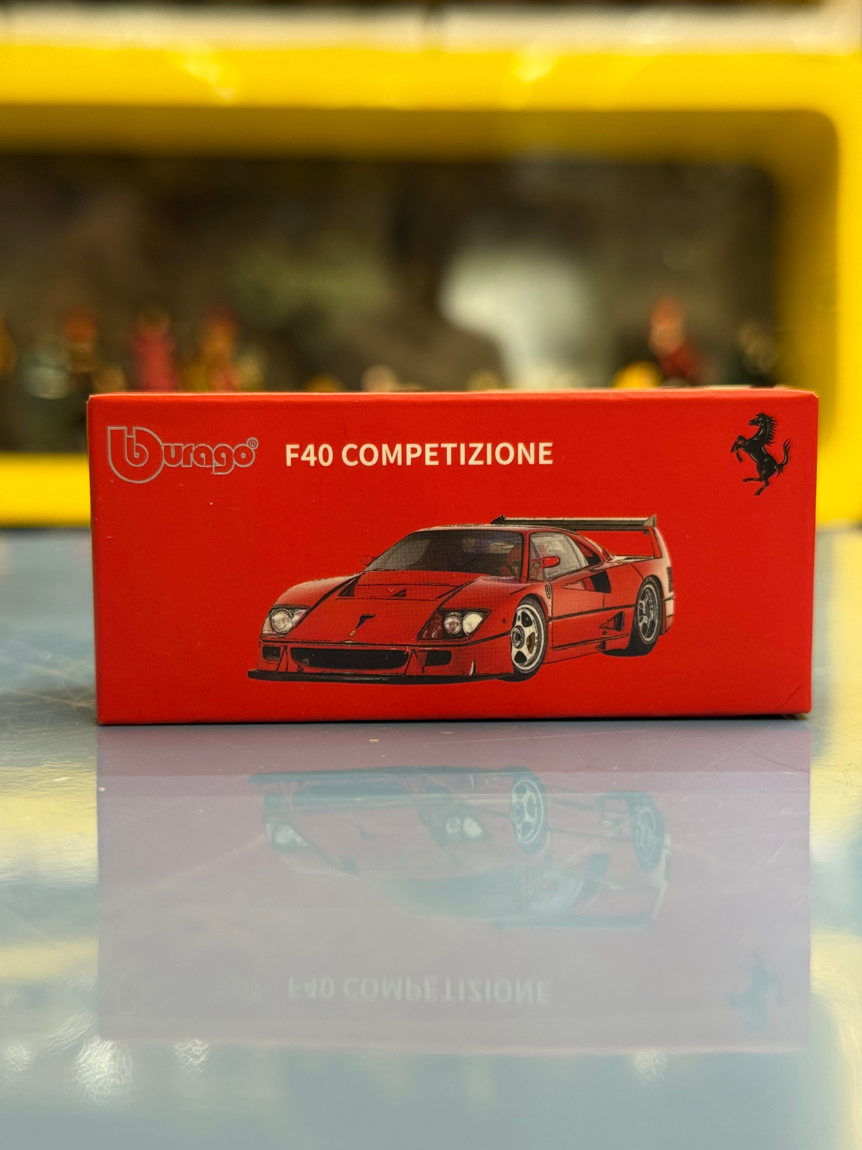 Bburago Ferrari F40 Competizione Diecast Metal Toy Car – Premium 1:64 Scale Racing Supercar Model