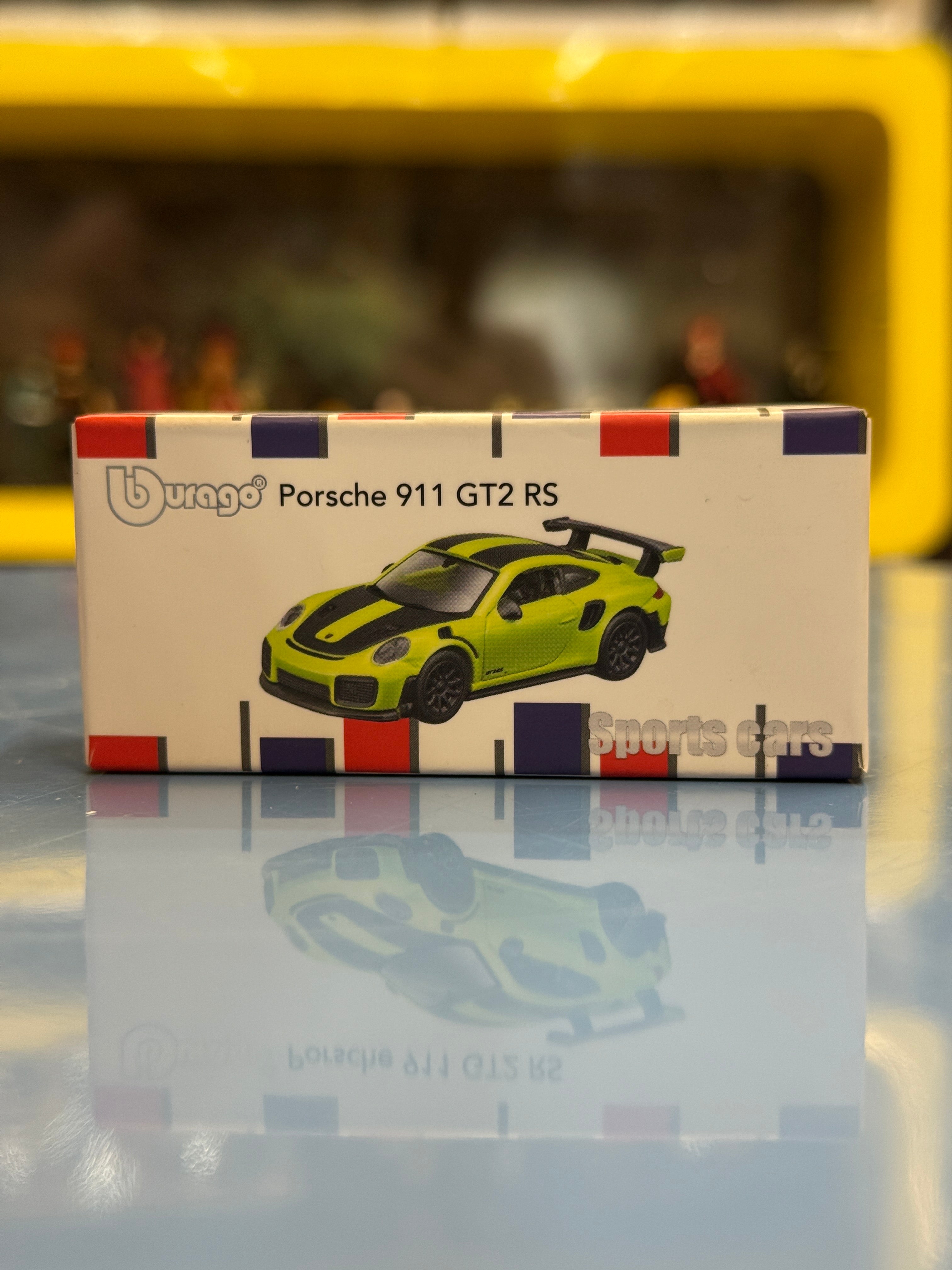 Bburago Porsche 911 GT2 RS Green Diecast Metal Toy Car – Premium 1:64 Scale Sports Model