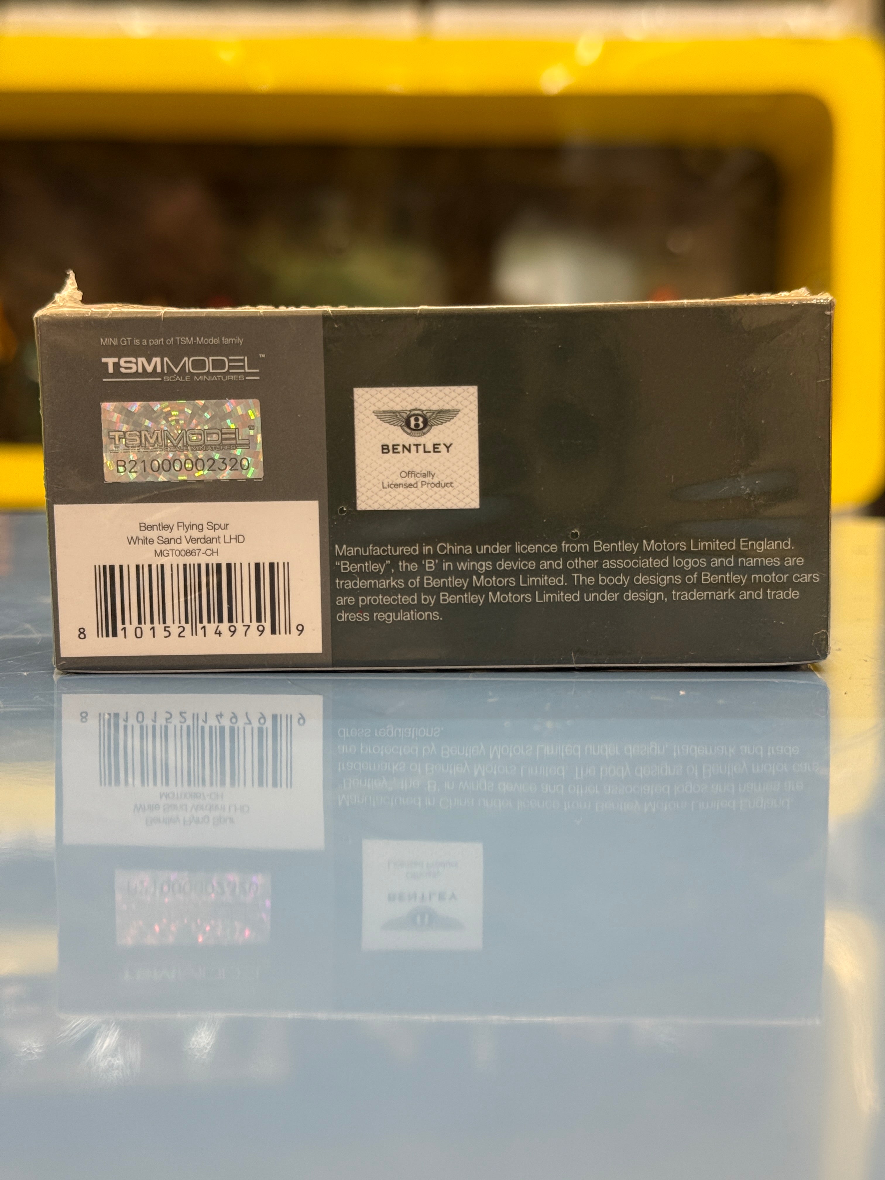 Mini GT Bentley Flying Spur White Sand Verdant Diecast Metal Toy Car – 1:64 Scale Premium Collector Model