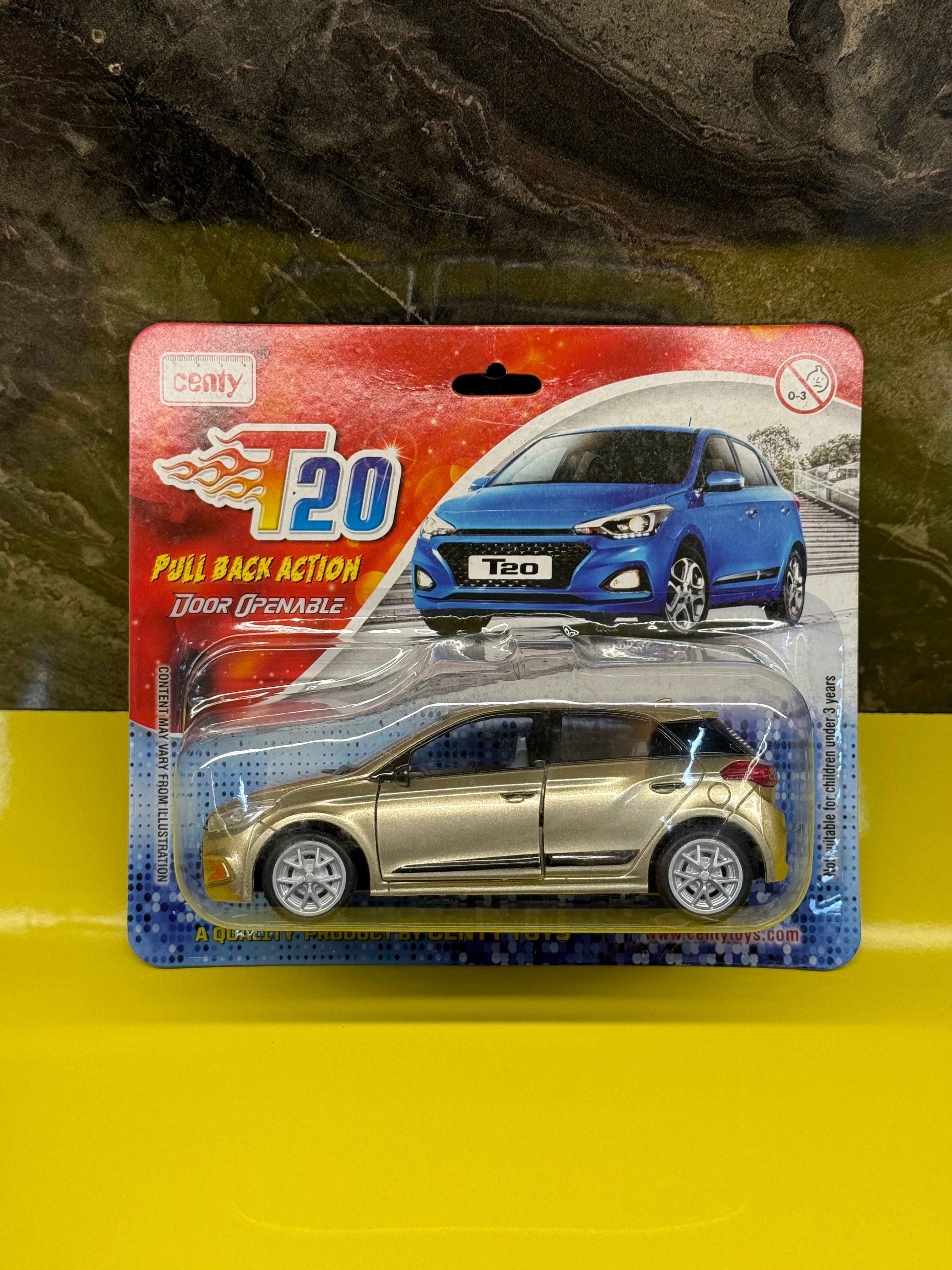 Centy Toys Hyundai i20 Pull Back Action Toy Car with Openable Doors – Gold
