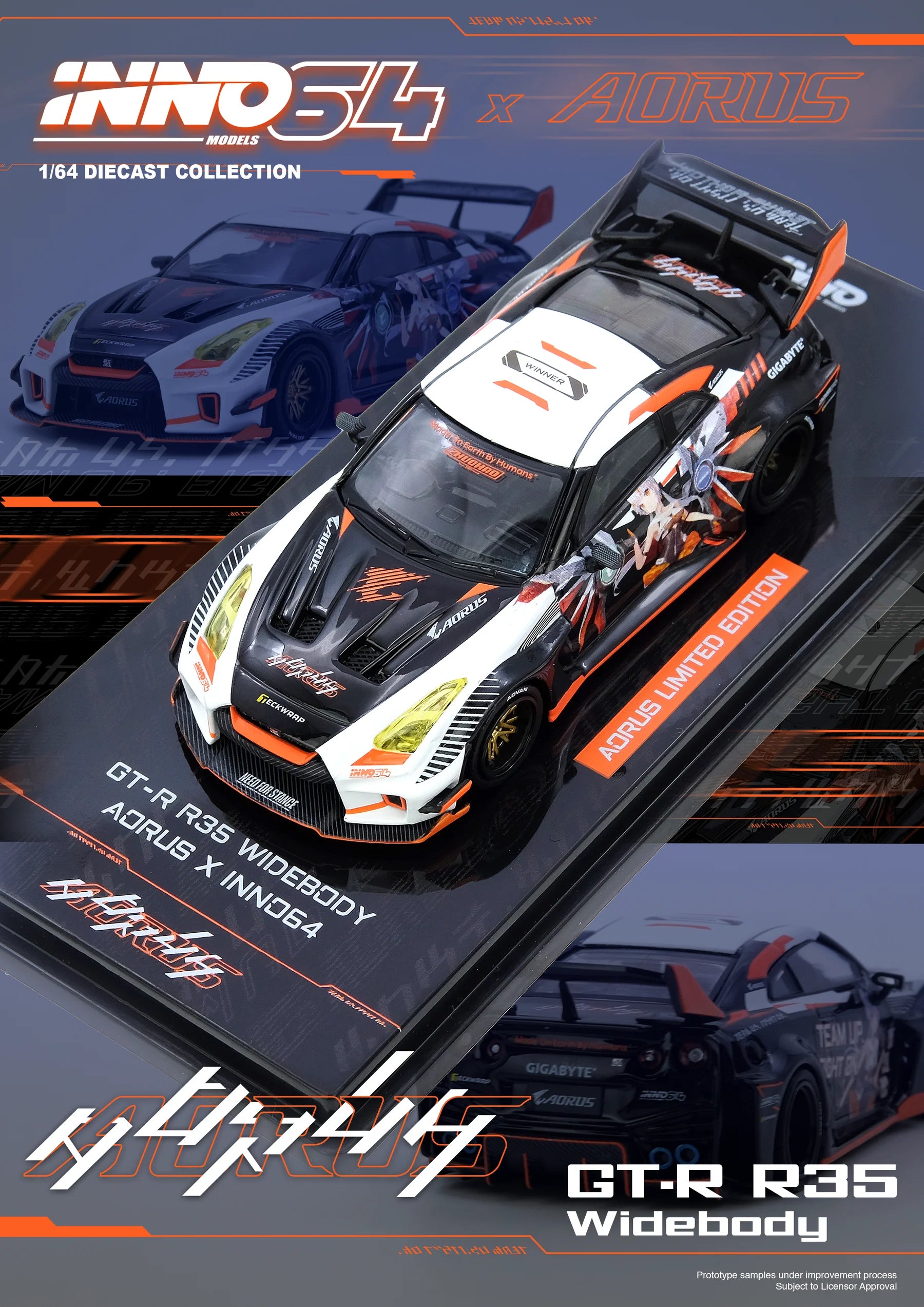 INNO64 Nissan Skyline GT-R R35 Widebody AORUS Limited Edition - IN64-R35LB-AORUS