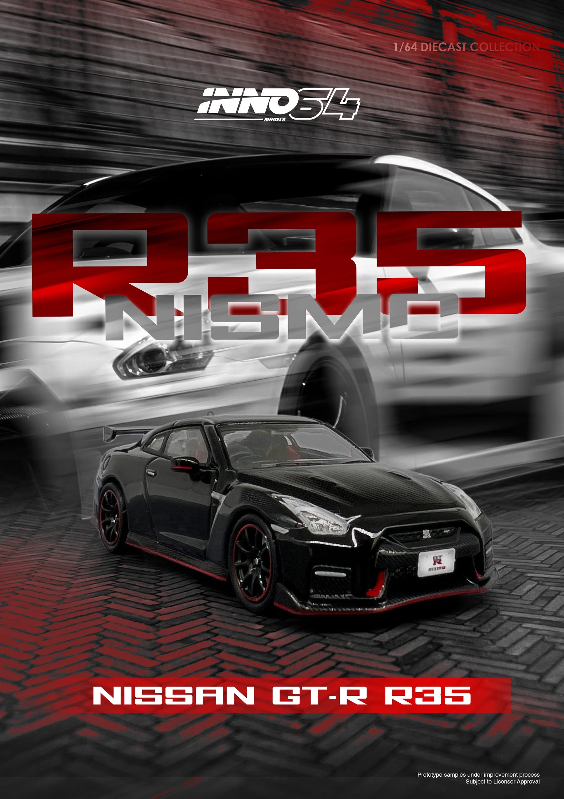 INNO64 Nissan Skyline GT-R R35 Nismo Black Carbon Hood - IN64-R35N-BLA