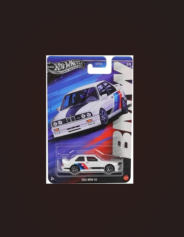 Hot Wheels 1992 BMW M3 Silver Series Diecast Metal Toy Car (1:64 Scale, Premium Collectible)