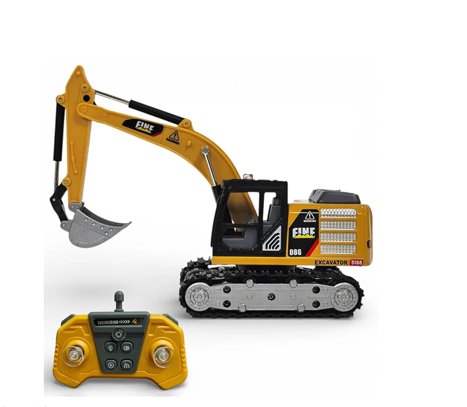 Trasped Engineering Excavator 1:64 Scale Diecast Metal RC Construction Toy Vehicle with Remote Control