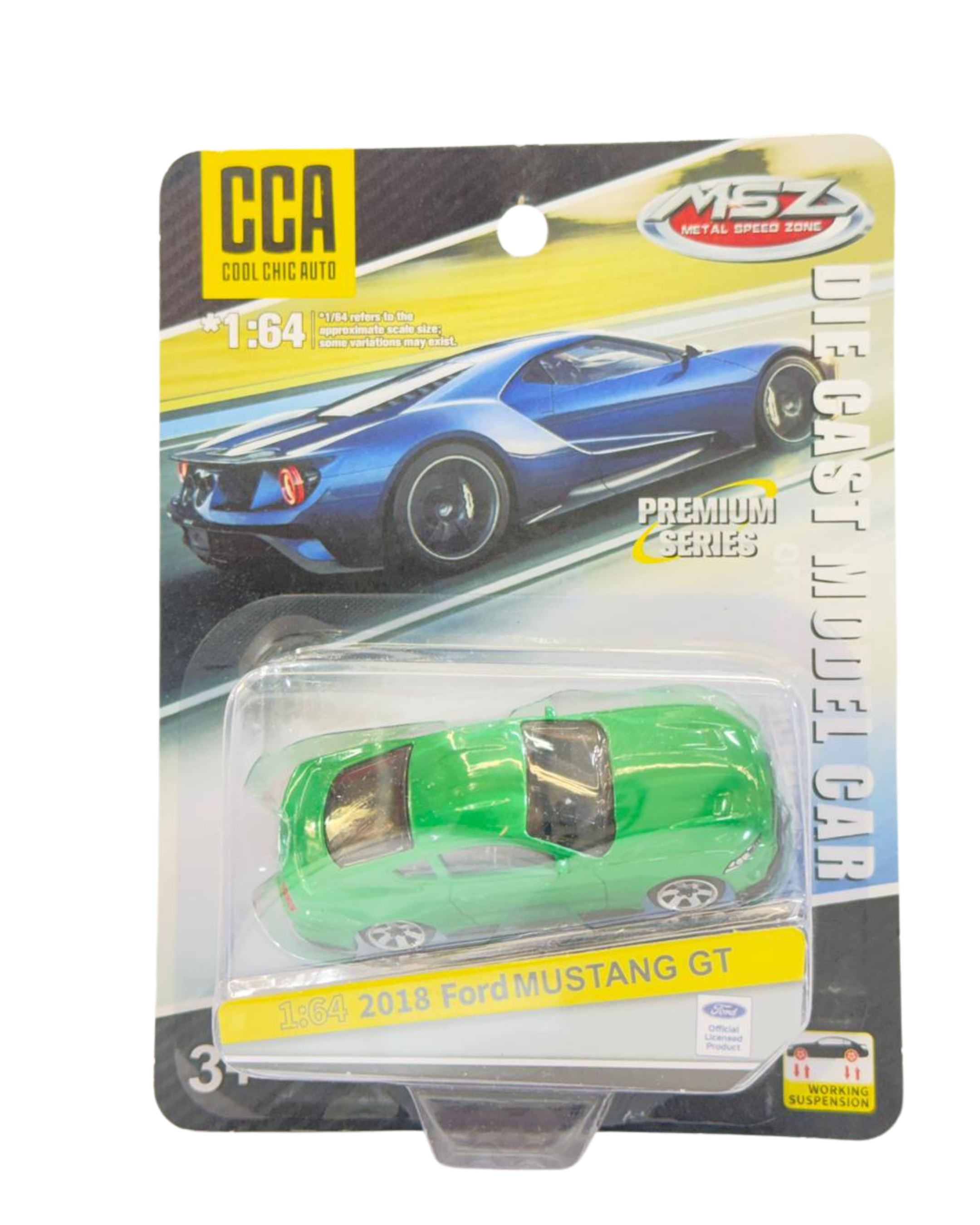 CCA MSZ 1:64 Ford Mustang GT 2018 Diecast Metal Toy Car – Premium Collectible Miniature (Green)