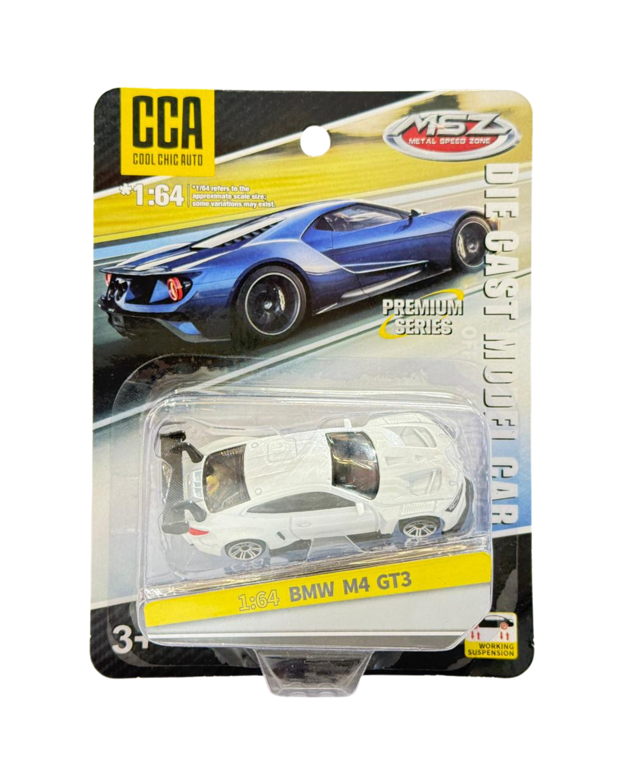 CCA MSZ 1:64 BMW M4 GT3 Diecast Metal Toy Car – Premium Racing Model (White)