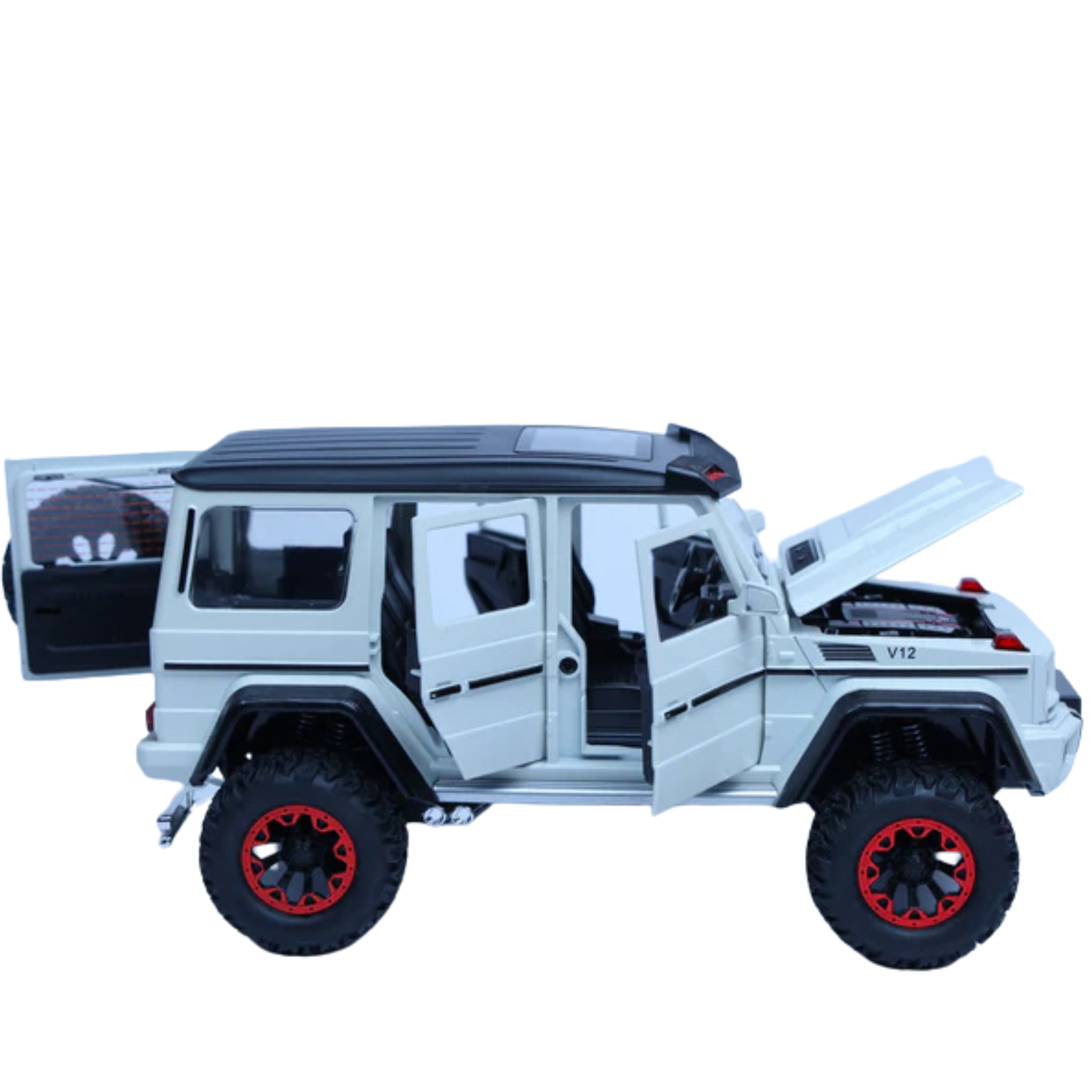 Mercedes-Benz G-Class 4x4 White 1:24 Scale Diecast Model | Openable Doors & Lights | Luxury SUV Collectible