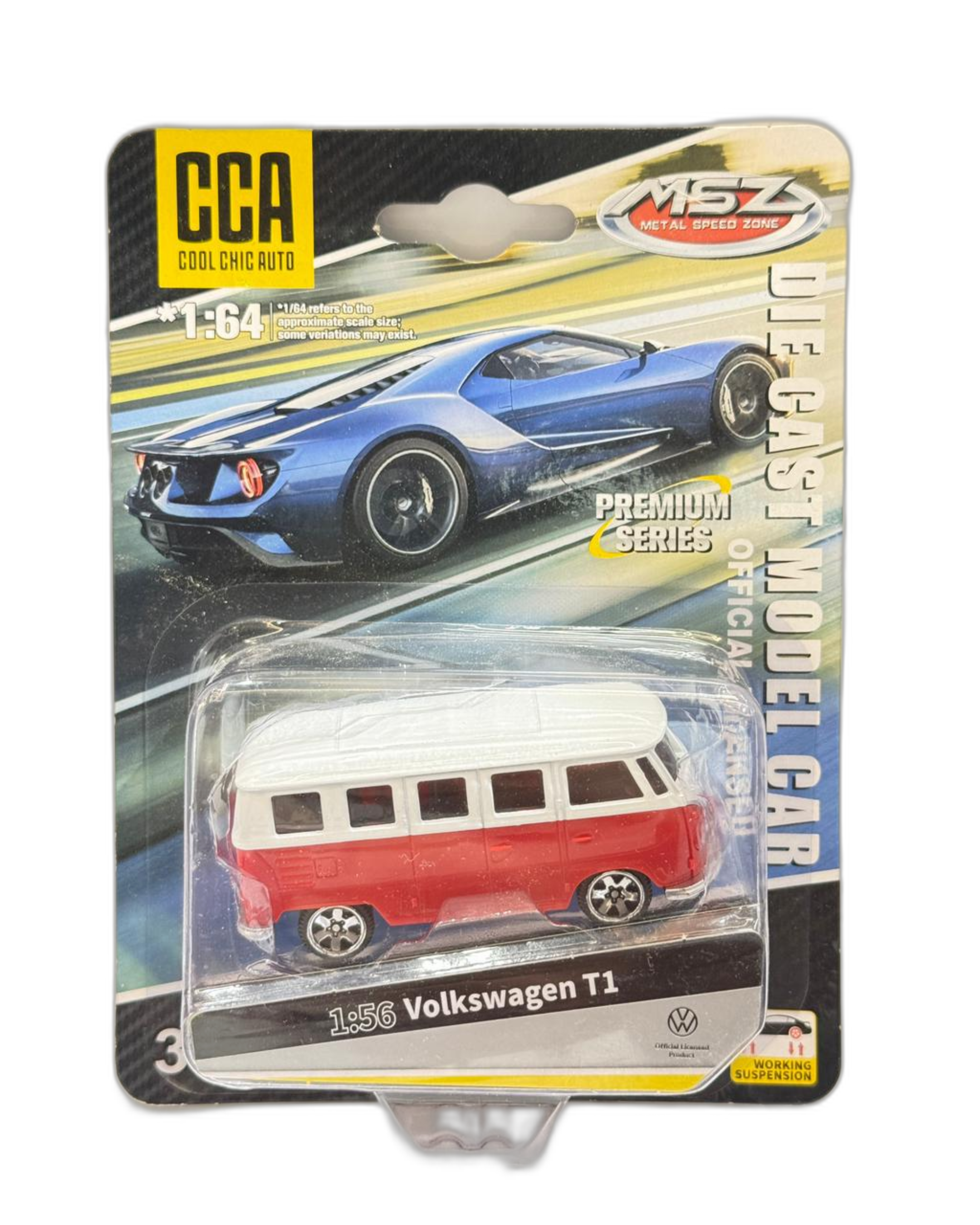 CCA MSZ 1:64 Volkswagen T1 Diecast Metal Toy Van – Premium Vintage Scale Model (Red & White)