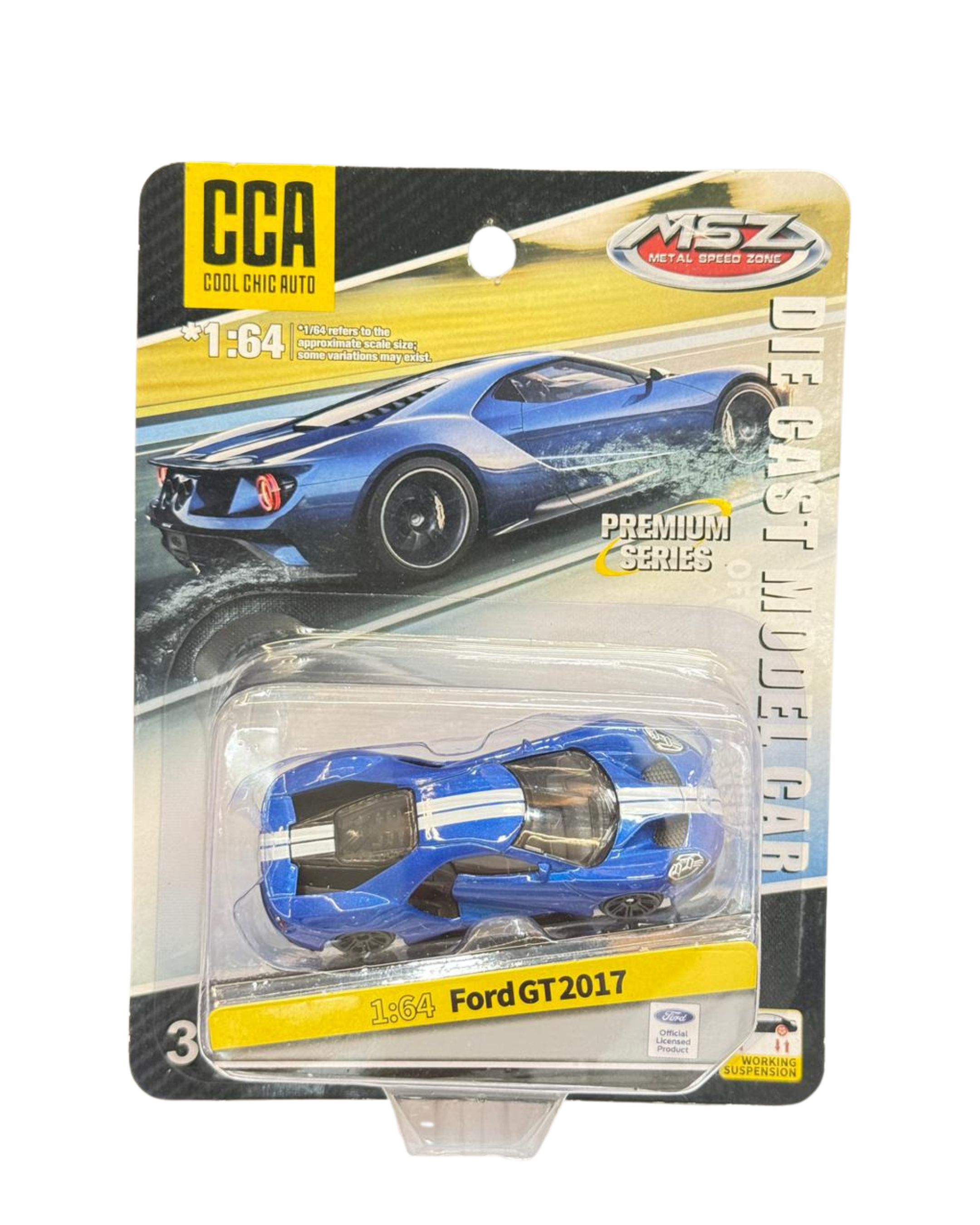 CCA MSZ 1:64 Ford GT 2017 Diecast Metal Toy Car – Premium Scale Model (Blue)