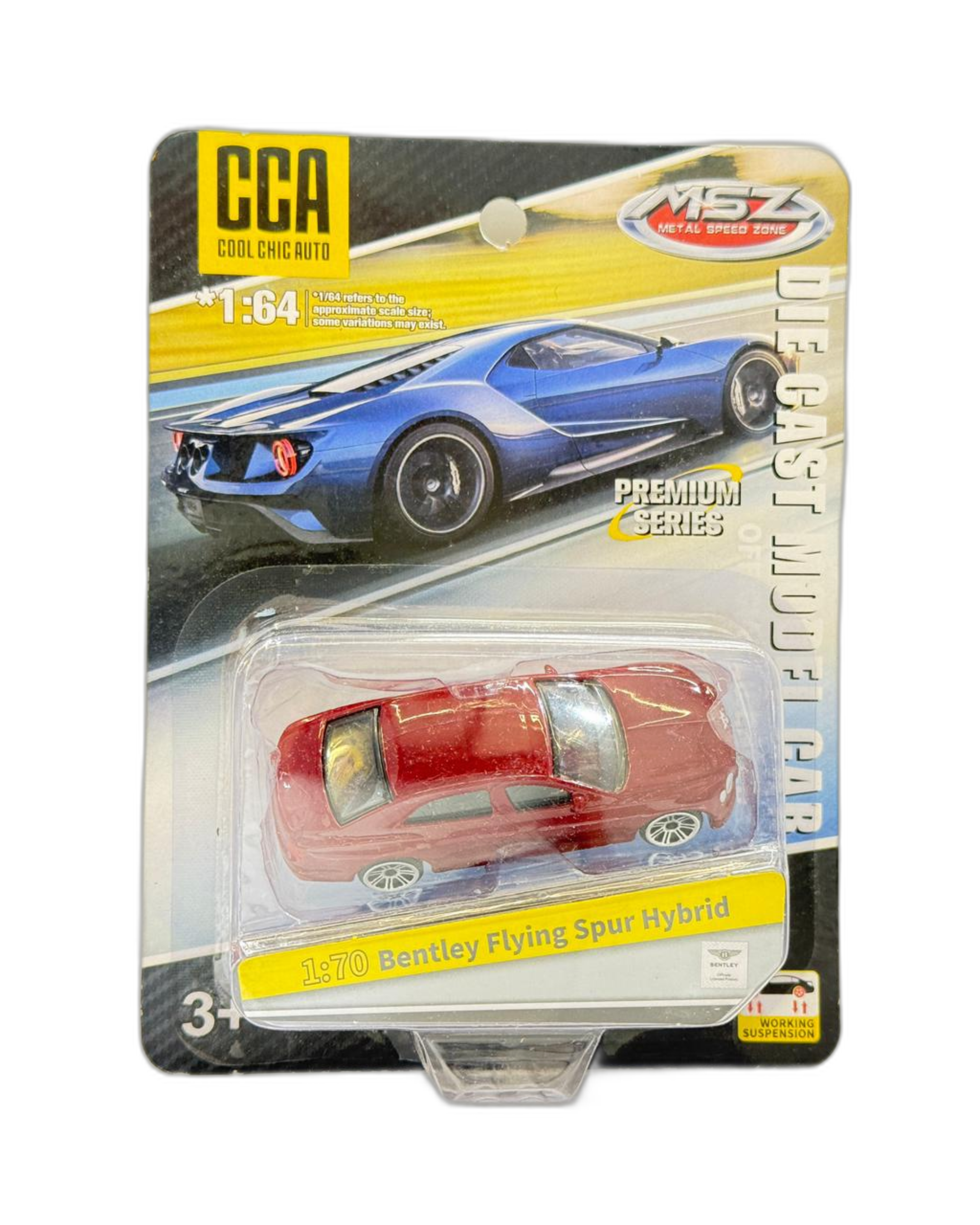 CCA MSZ 1:64 Bentley Flying Spur Hybrid Diecast Metal Toy Car – Premium Miniature Model (Red)