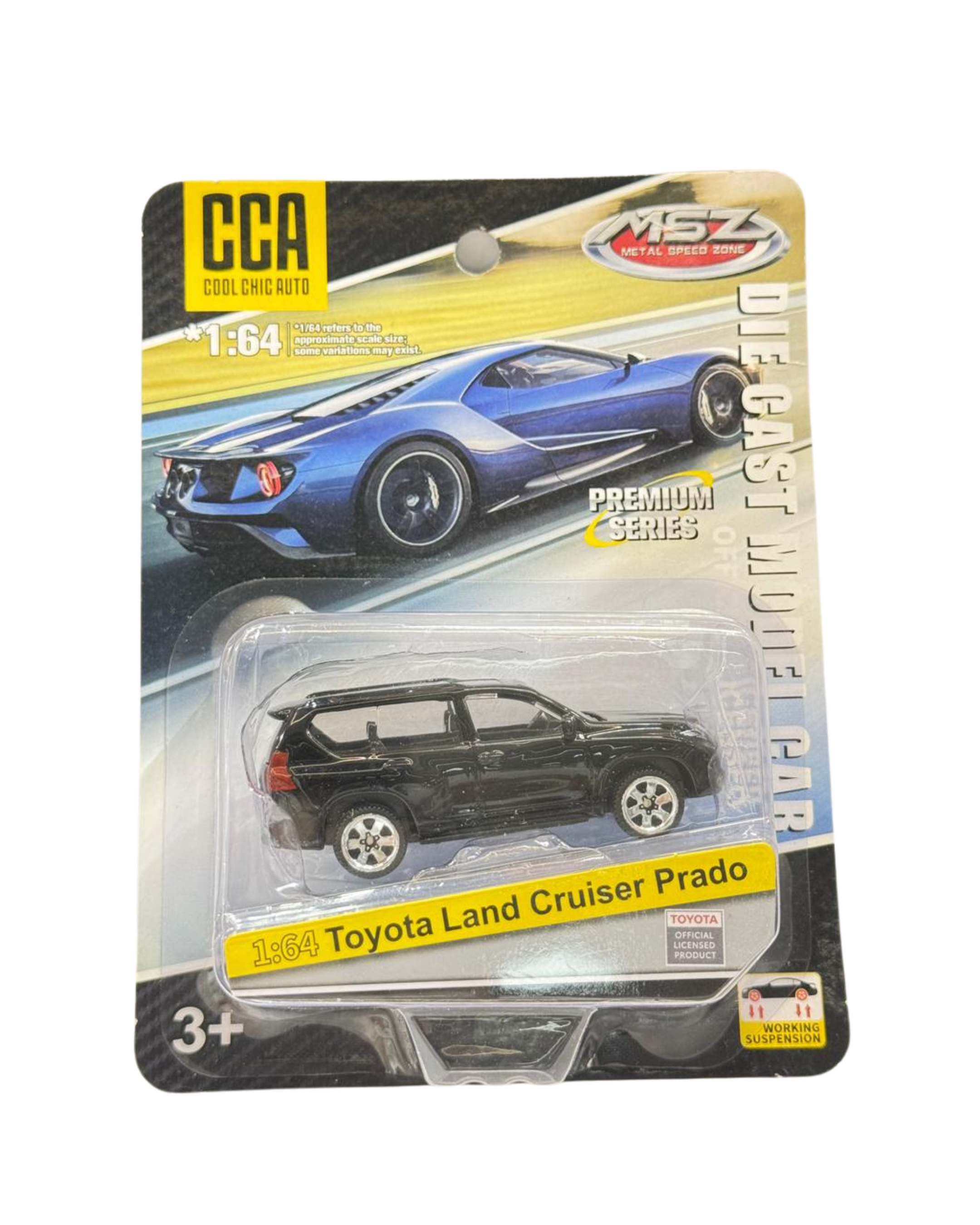 CCA MSZ 1:64 Toyota Land Cruiser Prado Diecast Metal Toy Car – Premium Miniature SUV (Black)