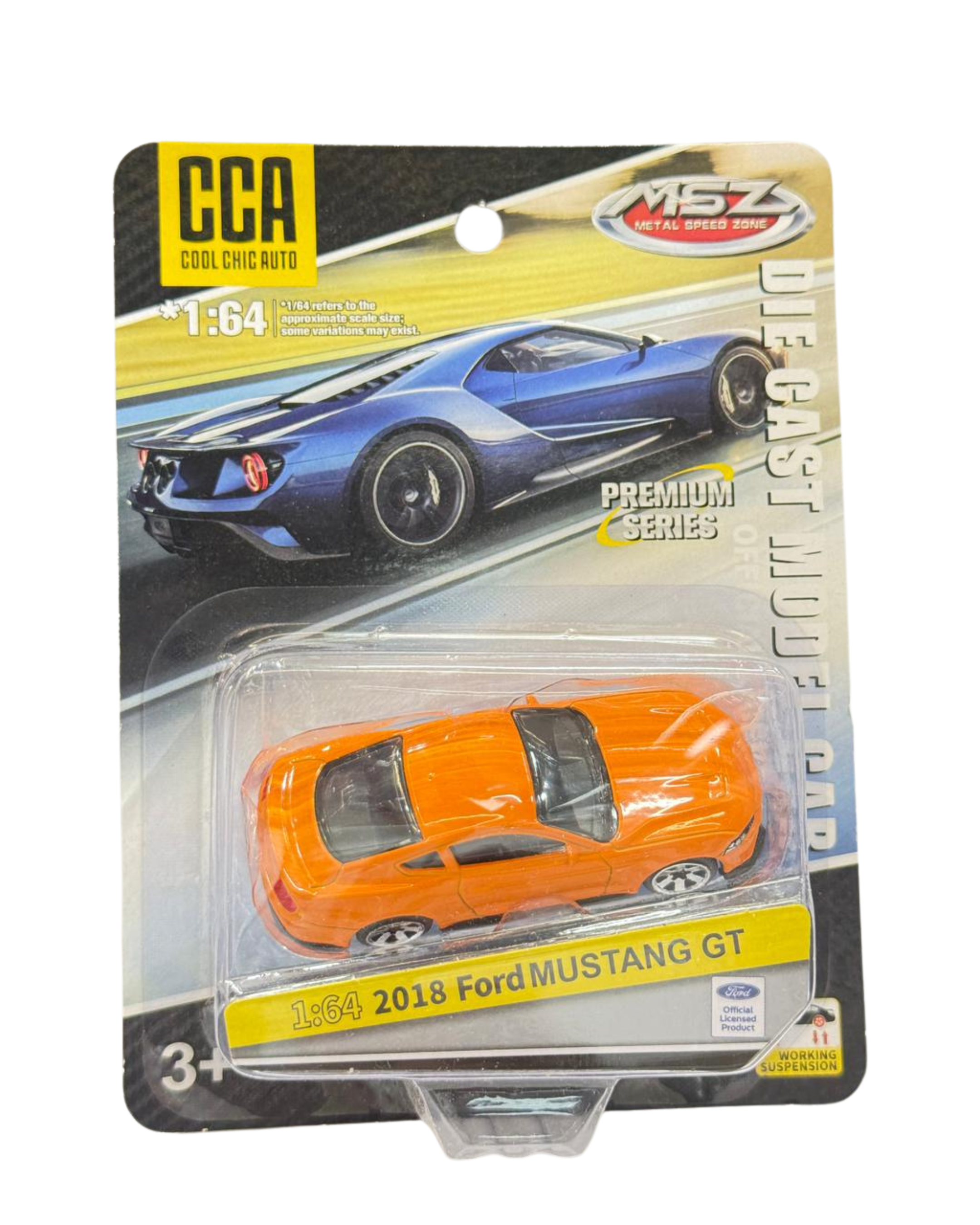 CCA MSZ 1:64 Ford Mustang GT 2018 Diecast Metal Toy Car – Premium Scale Model (Orange)