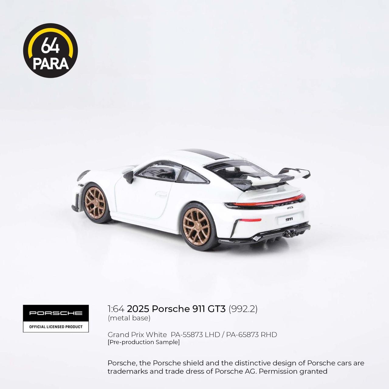 PARA64 Porsche 911 GT3 (992.2) Grand Prix White 1:64 Diecast Metal Model Car