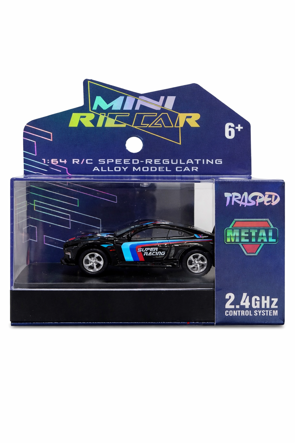 Trasped BMW Mini RC Sports Car 1:64 Scale – 2.4GHz Remote Control Metal Toy Car (Black)