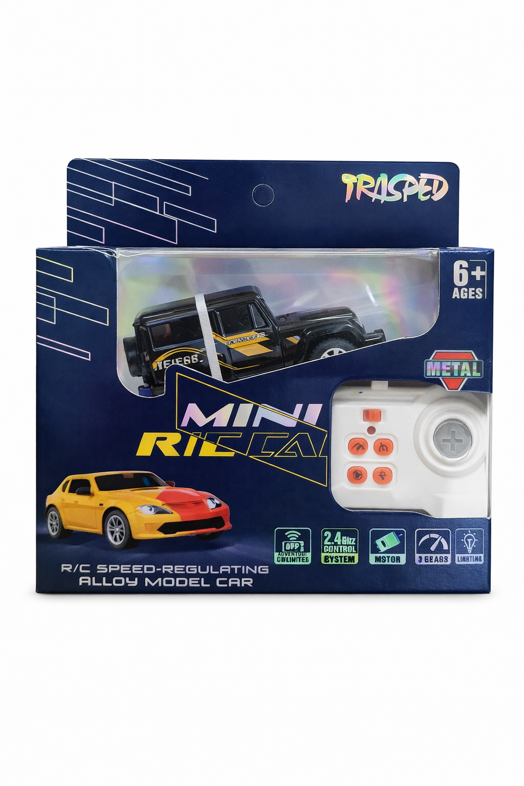 Trasped Jeep Wrangler Mini RC Car – 2.4GHz Remote Control Metal Off-Road Toy Car (Black)