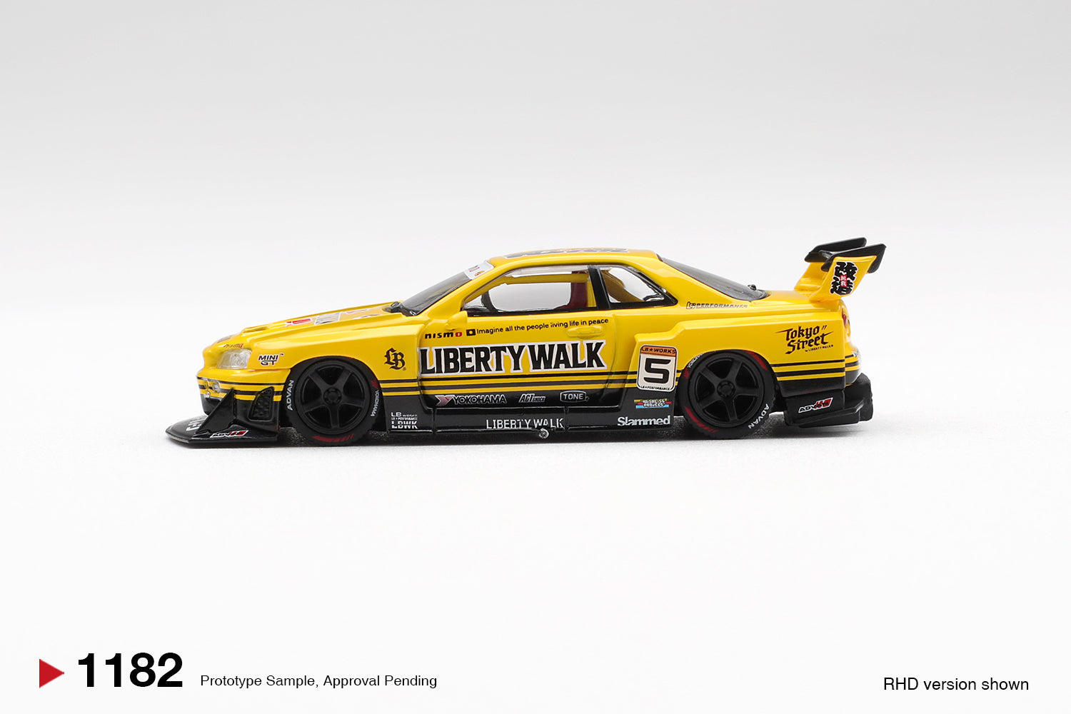 Mini GT Nissan LB-ER34 Super Silhouette Sport Yellow - MGT01182-R  - Box Version