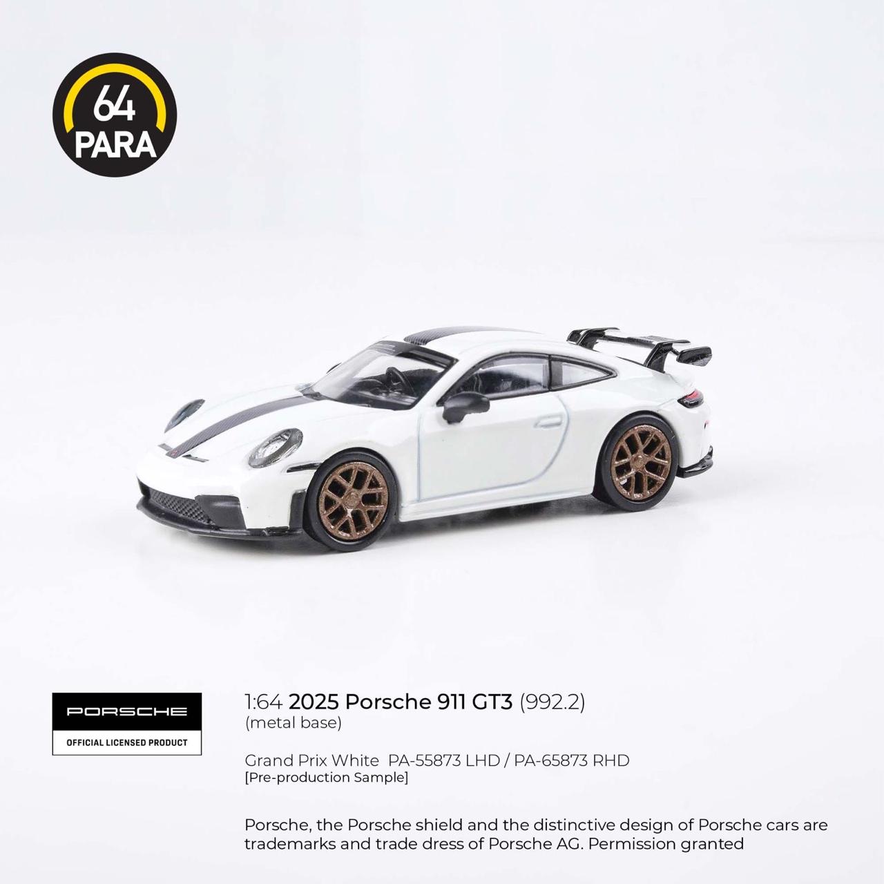 PARA64 Porsche 911 GT3 (992.2) Grand Prix White 1:64 Diecast Metal Model Car