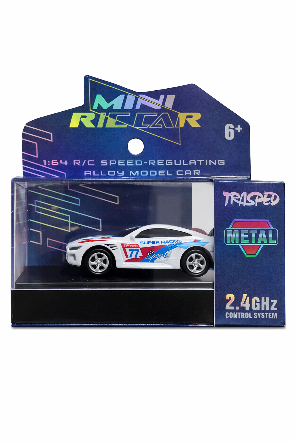 Trasped BMW Mini RC Sports Car 1:64 Scale – 2.4GHz Remote Control Metal Toy Car (White)