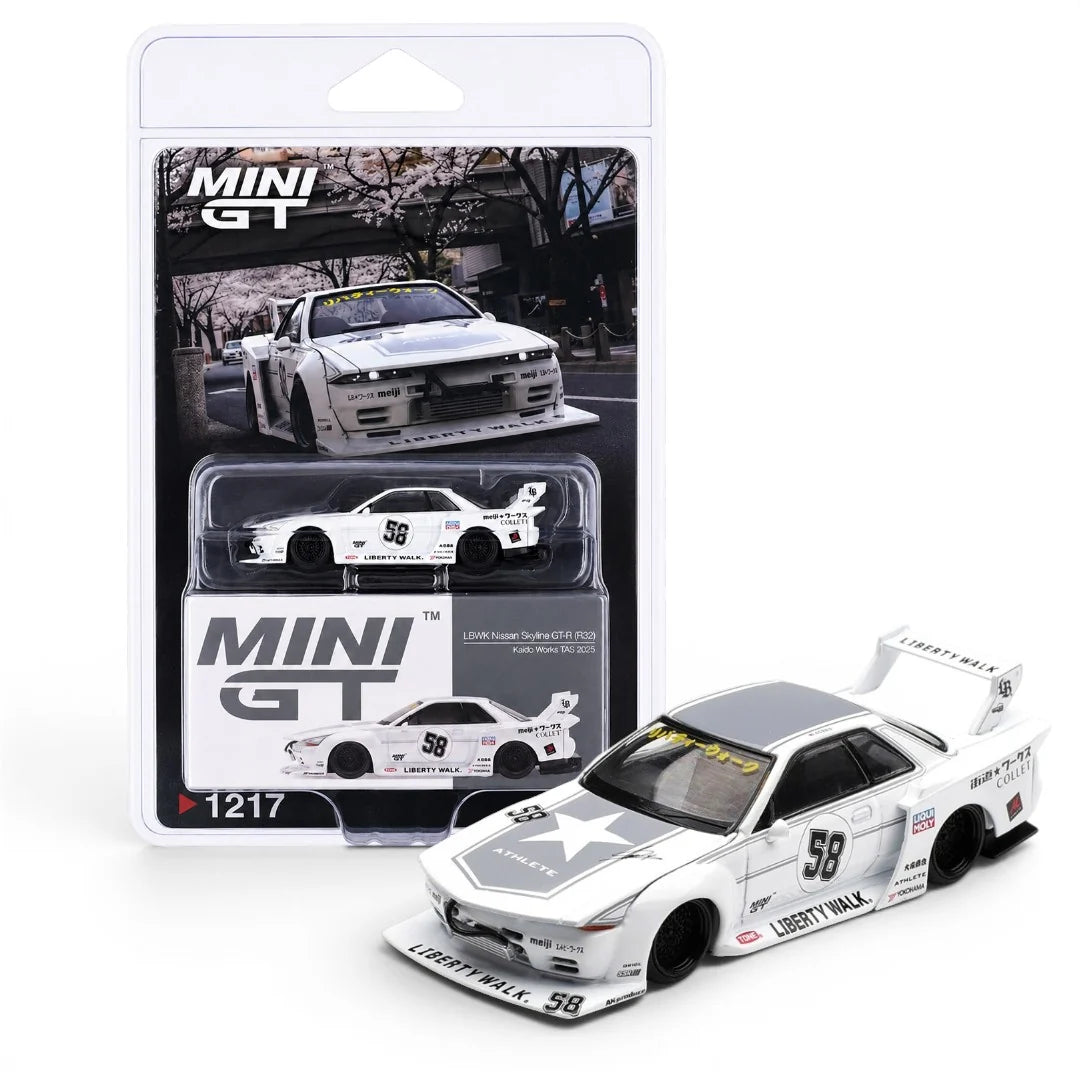 Mini GT Nissan Skyline GT-R (R32) LB-Kaido Works TAS 2025 White - MGT01217-BL - Blister Version