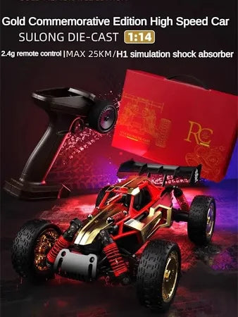 Sulong Fast Dragon 1:14 Gold Commemorative Edition High Speed Alloy Diecast RC Car – Metal Remote Control Racing Buggy