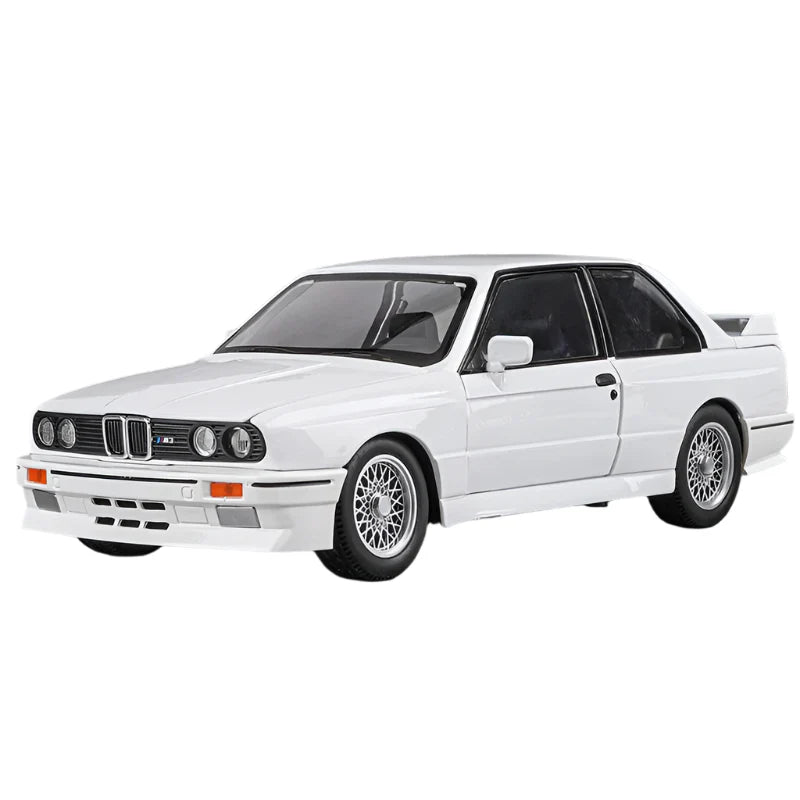 BMW E30 M3 1:24 Scale Diecast Metal Toy Car Model – Premium Collectible with Opening Doors, Bonnet & Trunk (White)